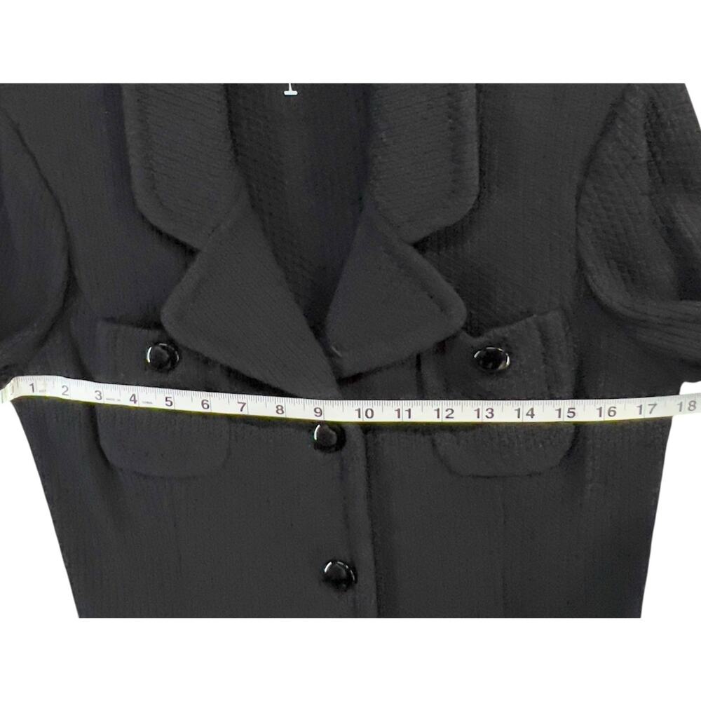 St John Caviar Santana Knit Blazer Jacket Women 6 Black Button Pockets Old Money - Picture 8 of 15